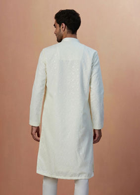 Seashell White Chikankari Kurta Pajama image number 4